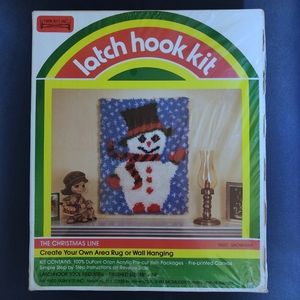 Vintage NIB "Snowman" Christmas Decor Latch Hook Kit by Yarn Kits, Inc. 18"x24"